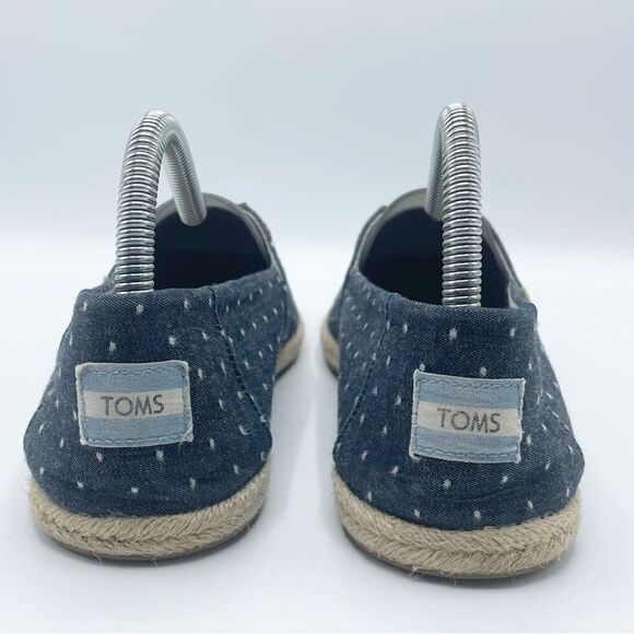TOMS Women's Alpargata on Rope - Navy Blue Dot Chambray Size 7.5 - Picture 2 of 9